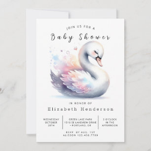 Whimsy Printable Swan Baby Shower Invitation