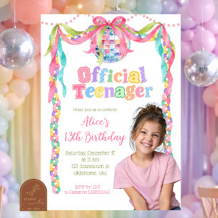 Whimsy Quirky Disco ball Official Teenager 13 Invitation