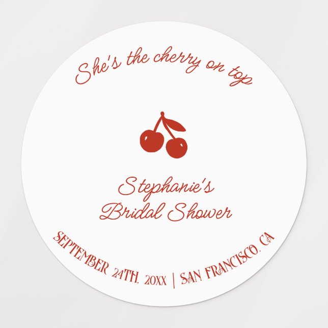 Whimsy Red She's the Cherry on Top Bridal Shower (Design 1)