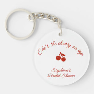 Whimsy Red She's the Cherry on Top Bridal Shower Keychain