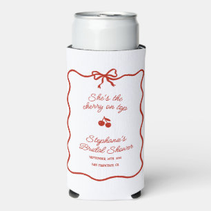 Whimsy Red She's the Cherry on Top Bridal Shower Seltzer Can Cooler