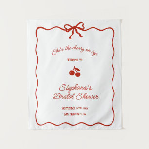 Whimsy Red She's the Cherry on Top Bridal Shower Tapestry