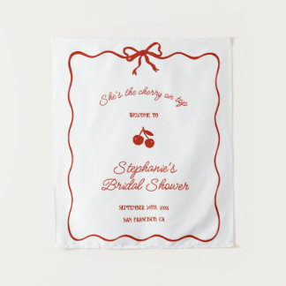 Whimsy Red She's the Cherry on Top Bridal Shower Tapestry
