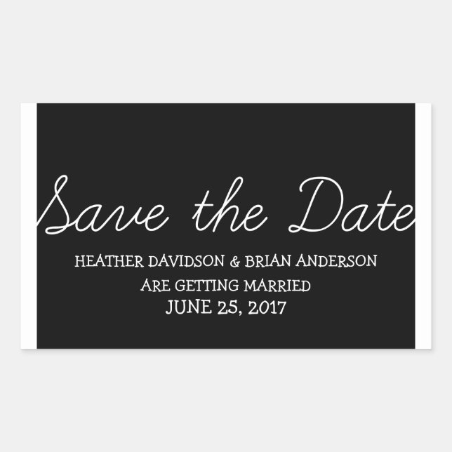 Whimsy Save the Date Stickers, Black Sticker (Front)