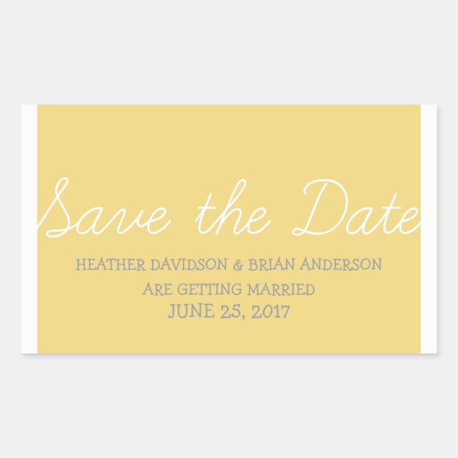 Whimsy Save the Date Stickers, Yellow Sticker (Front)