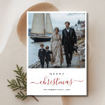 Whimsy Script Christmas Nautical Beach Photo Holiday Card<br><div class="desc">Imagine a Christmas card that feels like a day at the beach! With cute sailboats, a lighthouse, and soft ocean colours, this card is perfect for families who love the sea. It has a simple, elegant style, with a playful design that makes you feel warm and happy, just like a...</div>