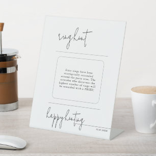 Whimsy Script Ring Hunt Bridal Shower Game Pedestal Sign