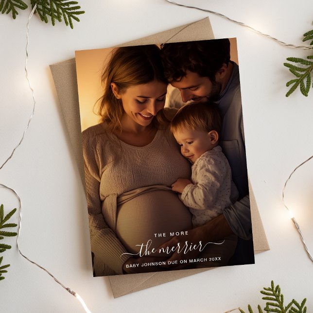 Whimsy Script The More The Merrier Christmas  Holiday Card (Creator Uploaded)