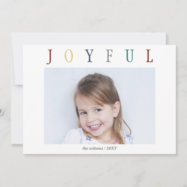 Whimsy Snowflakes Colourful Joyful Minimal Photo Holiday Card (Front)