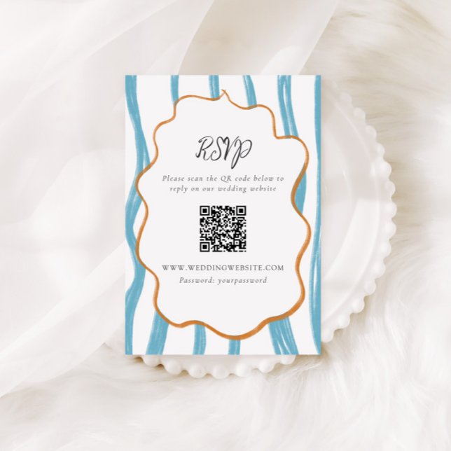 Whimsy Stripes Wedding QR Code Enclosure Card (Creator Uploaded)