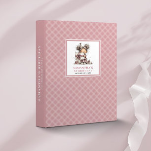 Whimsy Toddler 3rd Birthday Pink ring binder