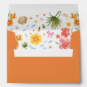 Whimsy Tropical Exotic Nautical Coastal Wedding Envelope