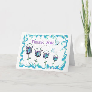 Whimsy Tulips Thank You Card