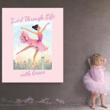 Whimsy Twirling Ballerina With Grace Over City