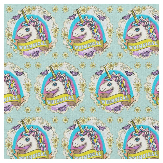 Whimsy Unicorn Fabric (Close Up)