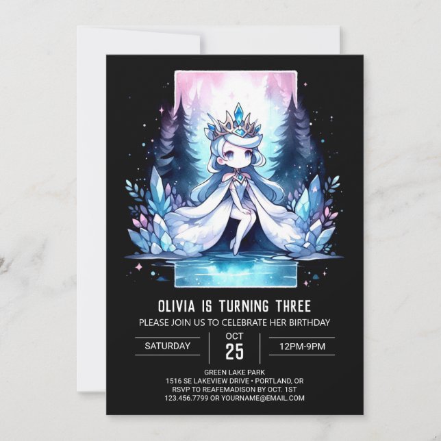 Whimsy Watercolor Princess Birthday Invitation (Front)