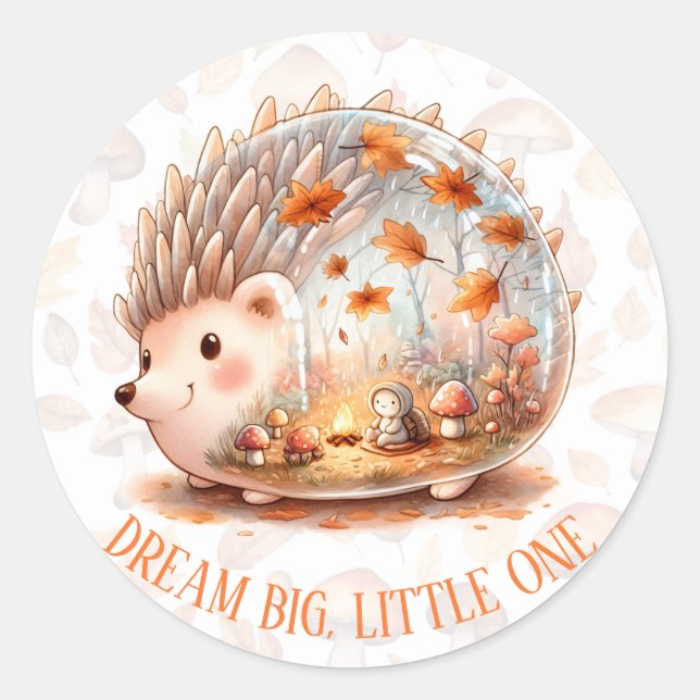 Whimsy Wilderness Critters - the Hedgehog - Classic Round Sticker (Front)