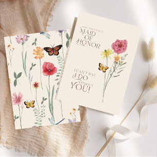 Whimsy Wildflower Butterfly Maid Of Honour Proposa Invitation