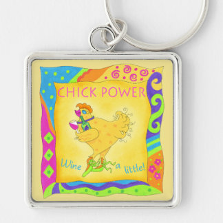 Whimsy Wine a Little Chick Power Yellow Keychain