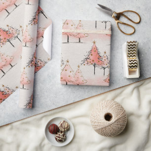 Whimsy Winter Coral Tree Holiday Collection Wrapping Paper