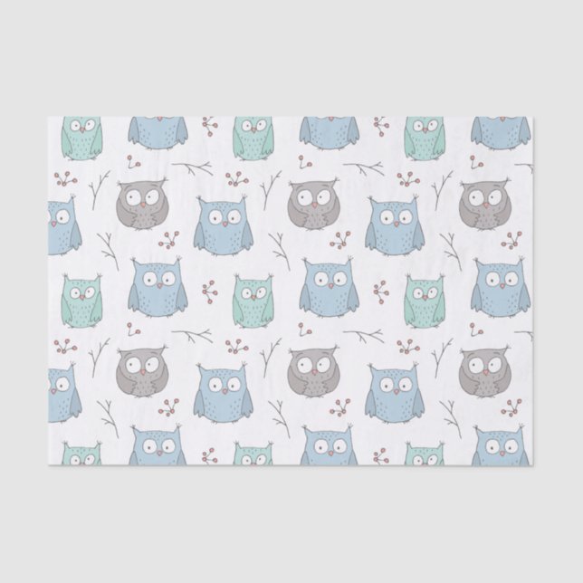 Whimsy Winter Owls Pattern Tissue Paper (Front)