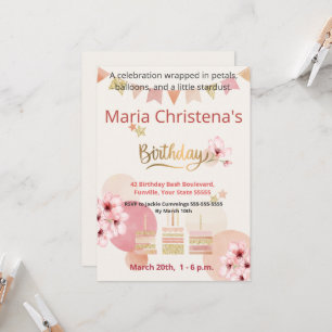 Whimsy & Wishes Cherry Blossom Balloon Birthday  Invitation