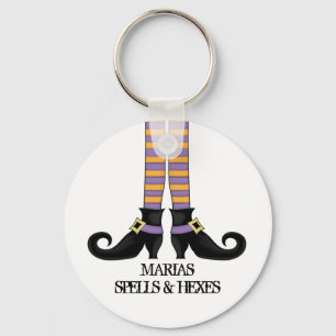 Whimsy Witch Shoes with Purple & Orange Stripe Keychain