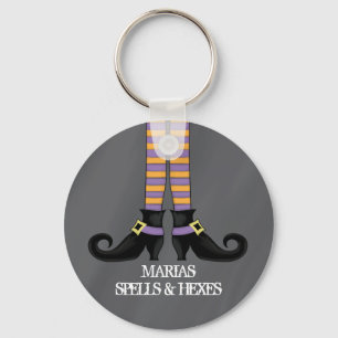 Whimsy Witch Shoes with Purple & Orange Stripe Keychain
