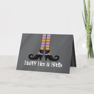Whimsy Witch Shoes with Purple & Orange Stripes Card