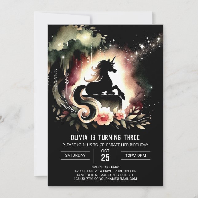 Whimsy Woodland Horse Birthday Invitation (Front)