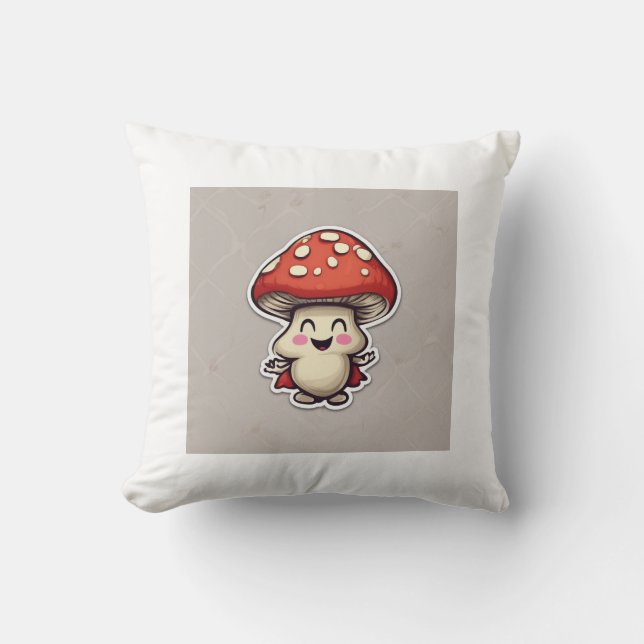 Whimsy Woods Mushroom Friend Throw Pillow (Front)
