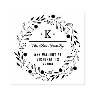 Whimsy Wreath Monogram Address Stamp