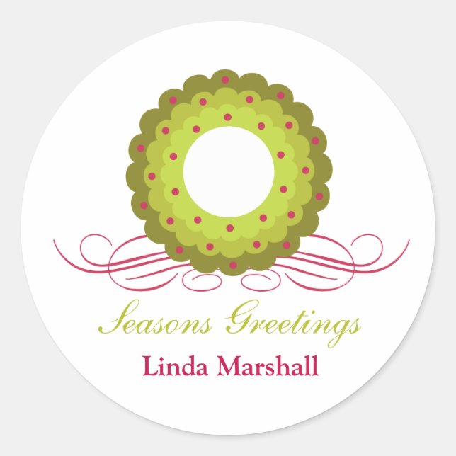 Whimsy Wreath with Berries Holiday Sticker (Front)