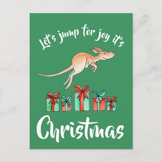Whimy art kangourou saut carte postale de Noël (Devant)