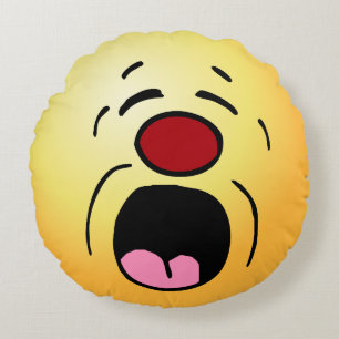 Whining Face: I hate having to go to my stupid job Round Pillow