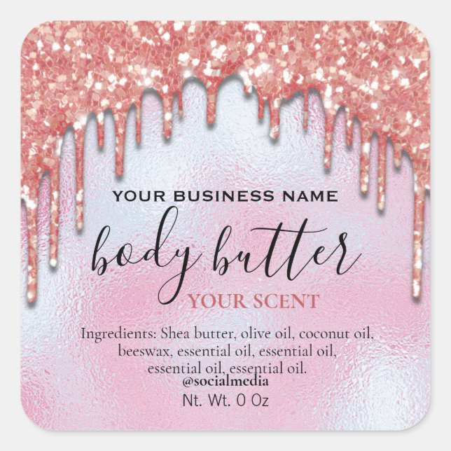 Whipped Body Butter Labels With Glitter Drips (Front)