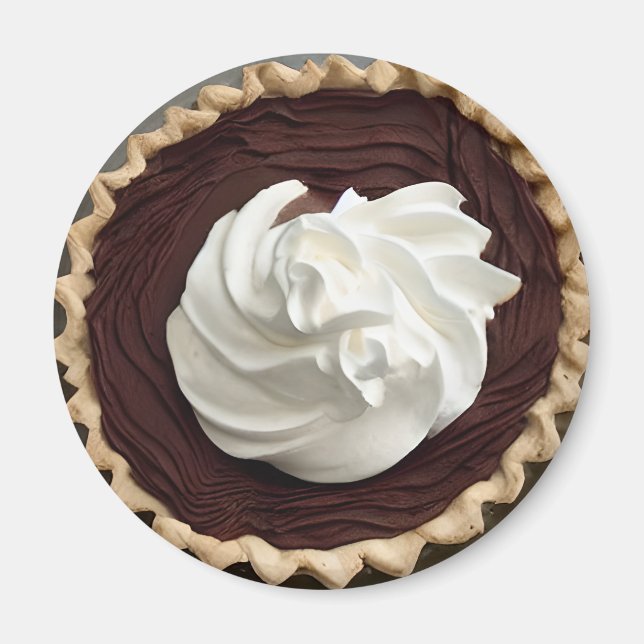 Whipped Cream Chocolate Pudding Pie Food Magnet (Front)
