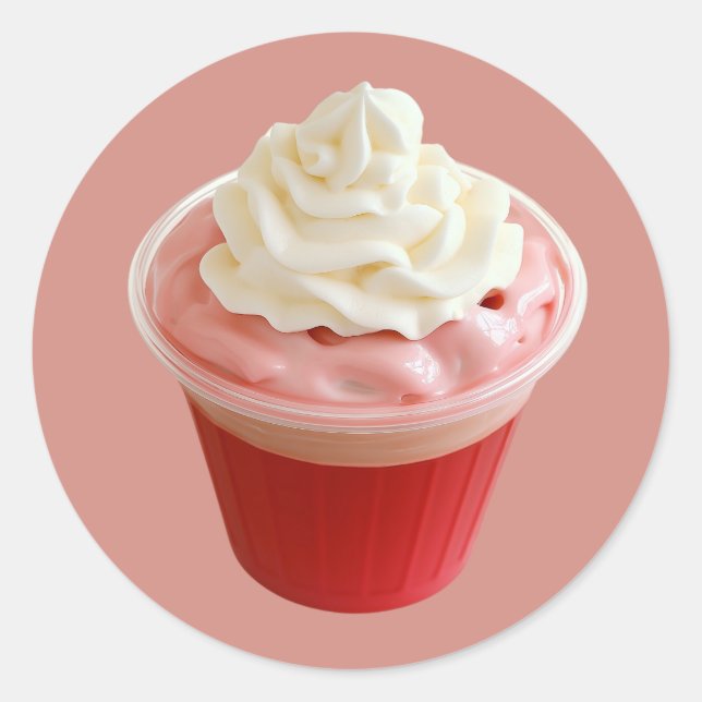 Whipped Cream Dessert Cup Classic Round Sticker (Front)