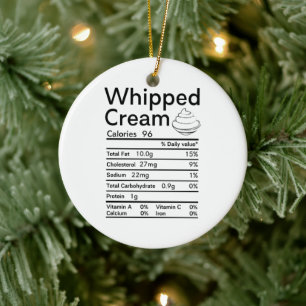 Whipped Cream Nutrition matching Ceramic Ornament