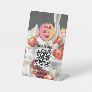 Whipped Cream & Strawberries QR Menu Sign