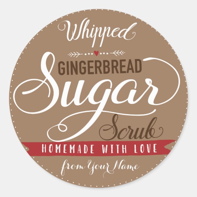 Whipped Gingerbread Scrub Labels Custom Mason Jar (Front)
