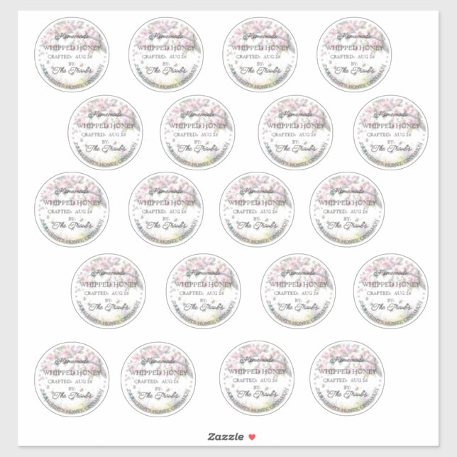 Whipped Honey Homemade Round Labels Vinyl Sticker (Sheet)