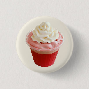 Whipped Strawberry Cream Cup 1 Inch Round Button