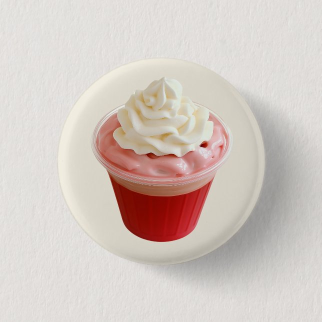 Whipped Strawberry Cream Cup 1 Inch Round Button (Front)