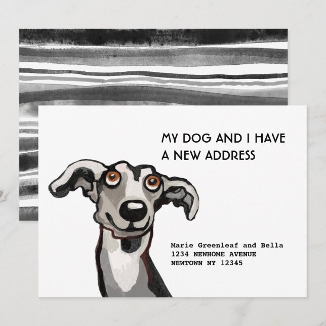 Whippet and I have moved, Flat Announcement Card (Front/Back)
