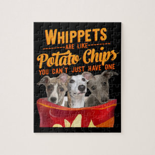 Whippet And Potatoes Chips Funny Dog Mama Papa Jigsaw Puzzle