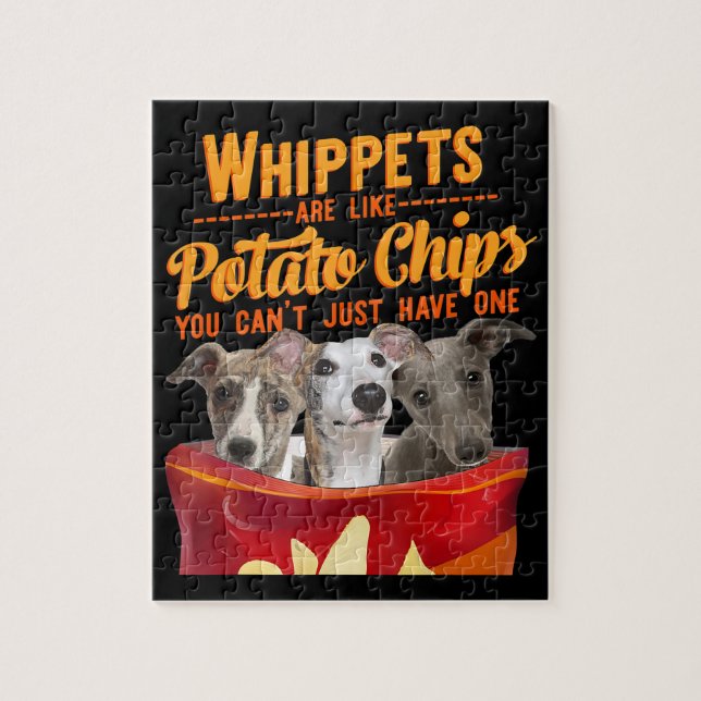 Whippet And Potatoes Chips Funny Dog Mama Papa Jigsaw Puzzle (Vertical)