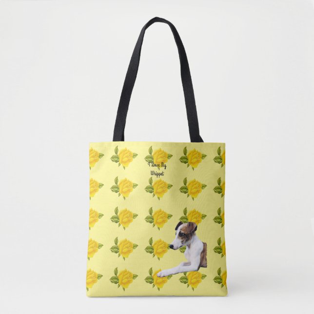 Whippet and Yellow Roses [Med] Tote Bag (Front)