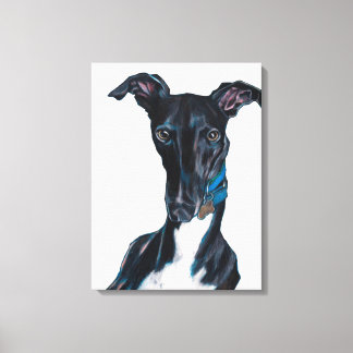 Whippet Art Original Colour Pencil Drawing Black Canvas Print