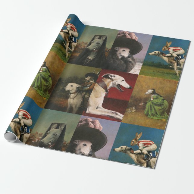 Whippet Character Wrapping Paper (Unrolled)